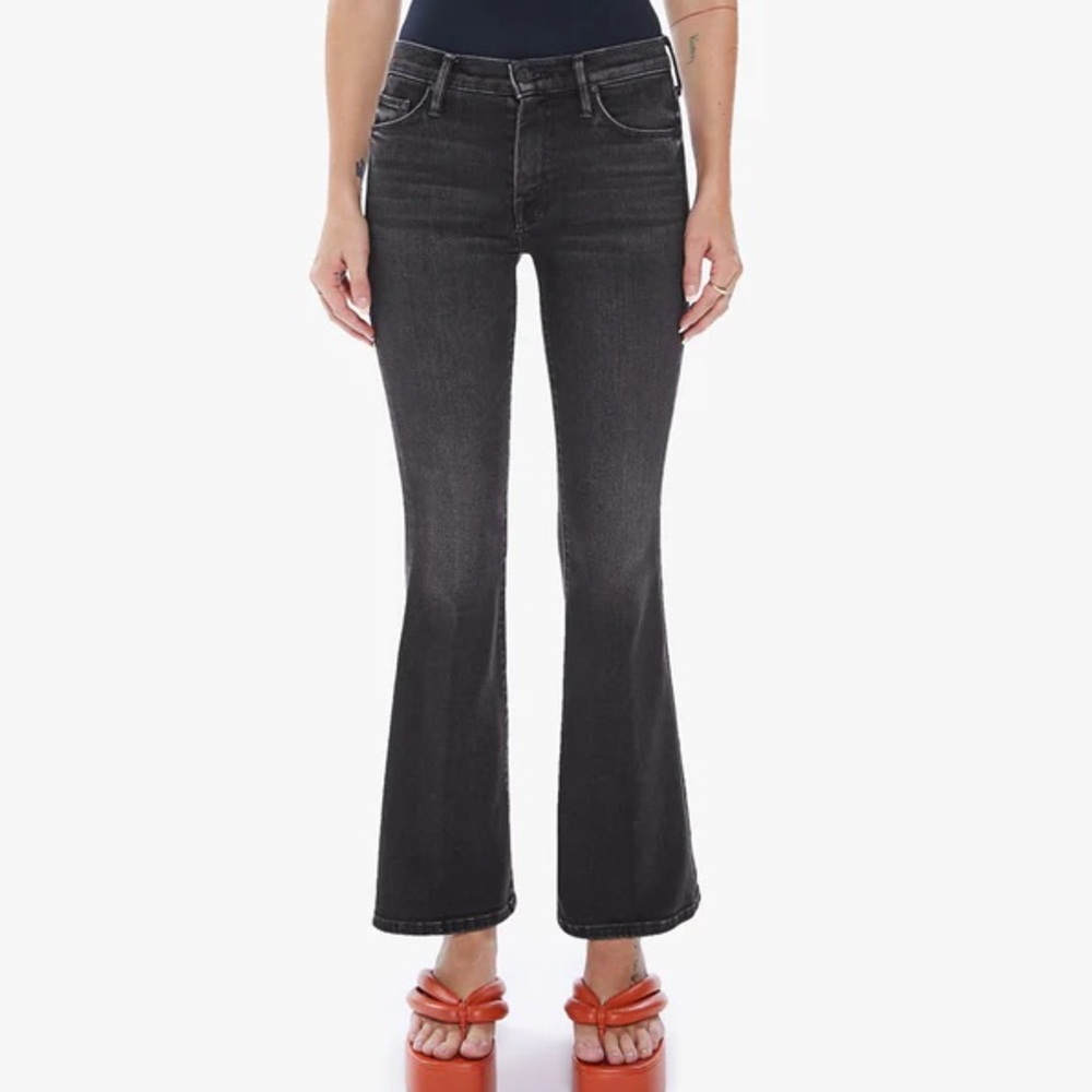 Mother Weekender Ankle in Deep End Black 27 w/ raw hem